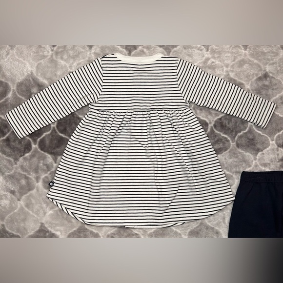 NWT PETIT BADEAU Baby Girl’s Long Sleeve Dress with Leggings- Multi/ Size 12M - Picture 4 of 14
